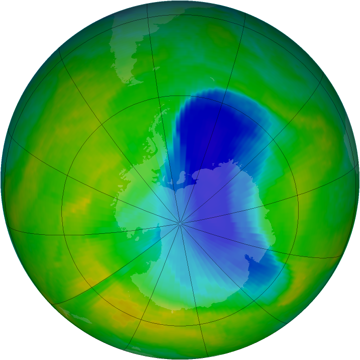 Antarctic ozone map for 14 November 2003